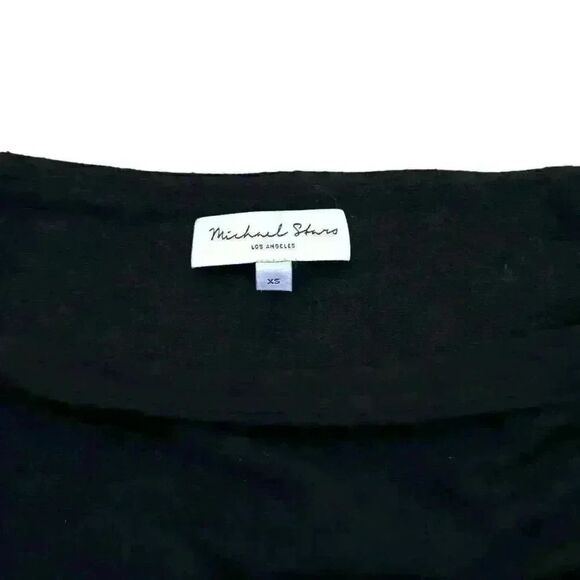 Michael Stars Black Midi A-Line Elastic Waist Stretchy Draped Skirt Size XS - Picture 4 of 6